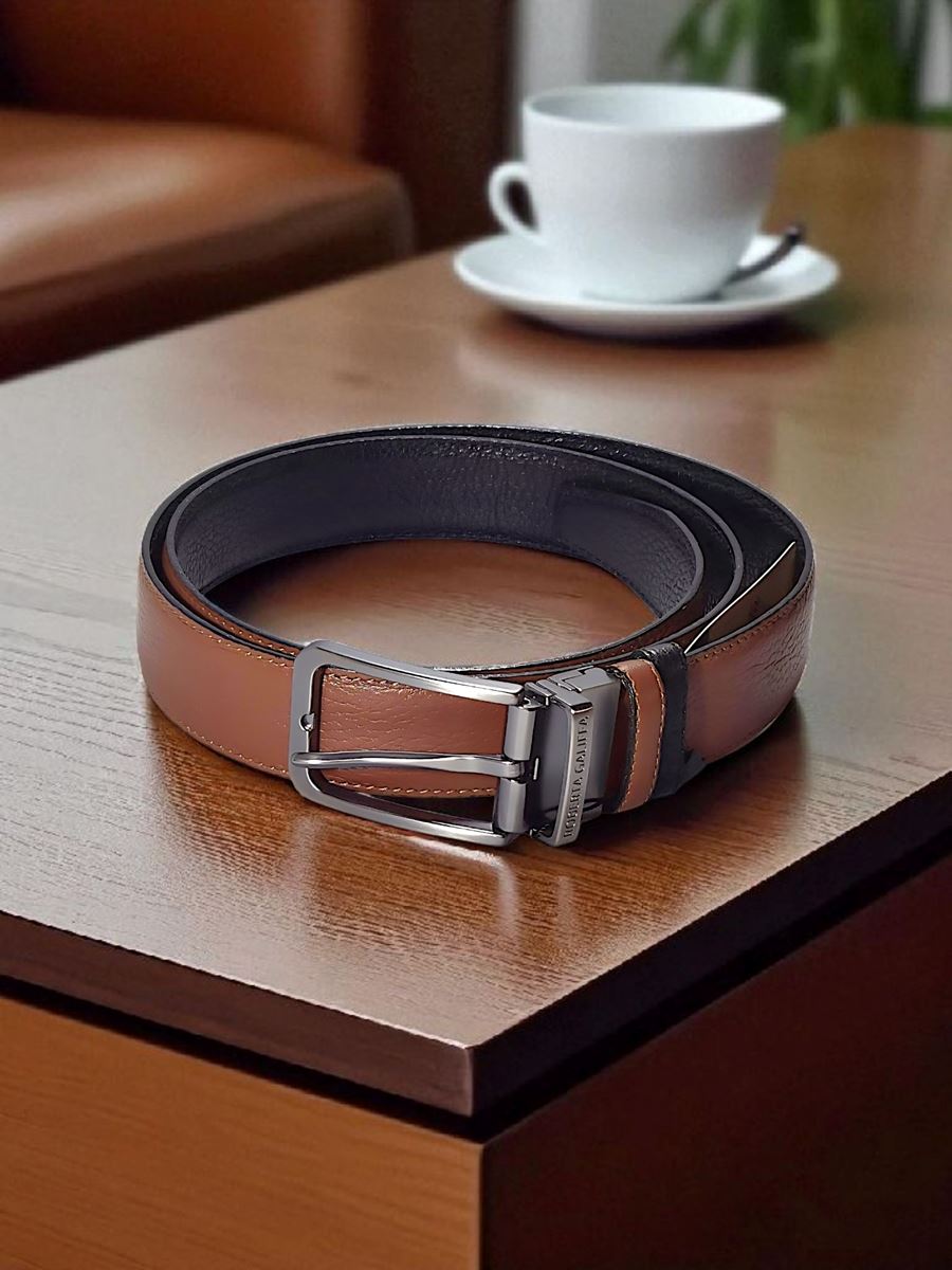 Ceinture Marron clair &amp; Noir en Cuir