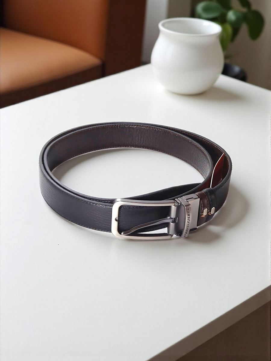 Ceinture Marron foncé &amp; Noir en cuir