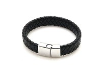 Style 5: Bracelet en simili cuir tressé noir